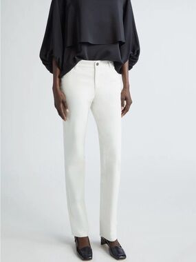 Lafayette 148 Thompson White Straight Leg Jeans Size 14
